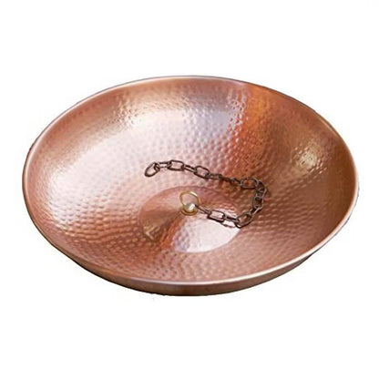 Premium Hand Hammered Copper Rain Chain Basin - 11-inch Diameter FastFurnishings