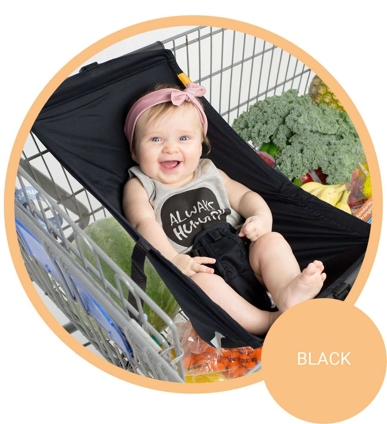 Baby Shopping Cart Hammock | Black Fabric Binxy Baby