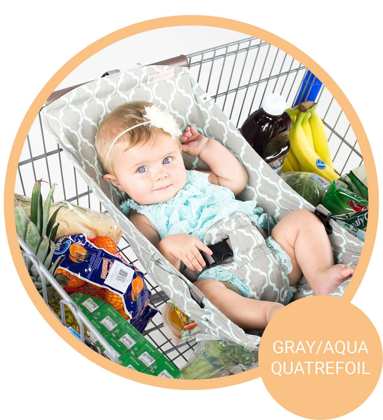 Baby Shopping Cart Hammock | Gray/Aqua Binxy Baby