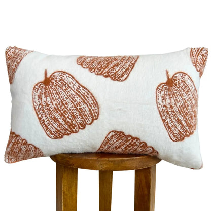 White pumpkin lumbar pillow cover Busa Designs