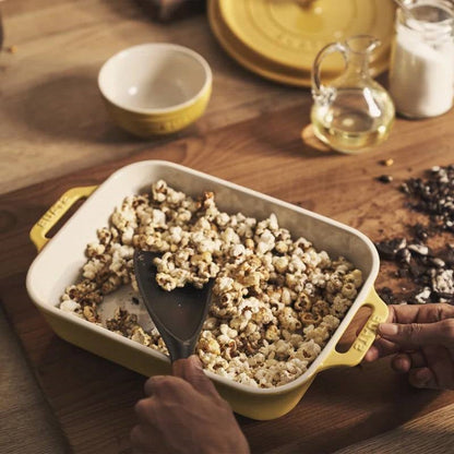 2 Piece Ceramic Stoneware Bakeware Casserole Baking Dish Set in Yellow / Ivory FastFurnishings