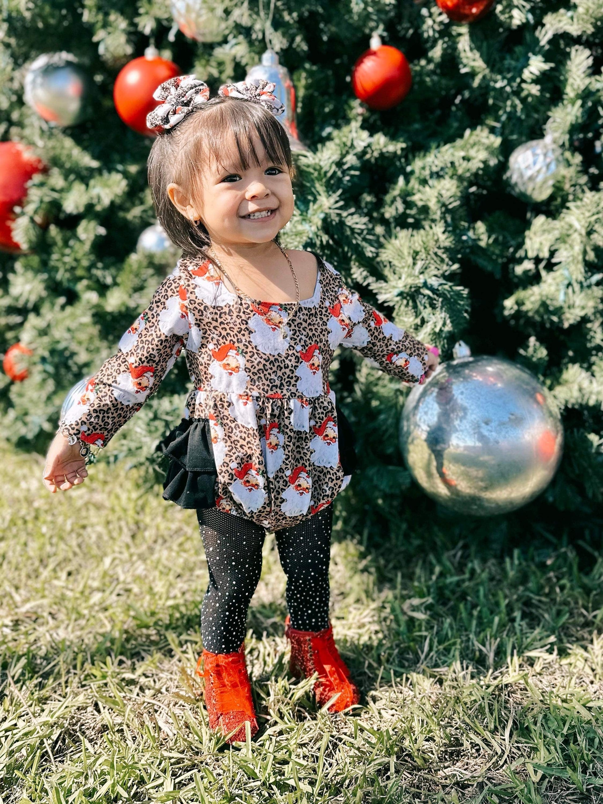 Leopard Santa ruffle romper - Get it from Bo
