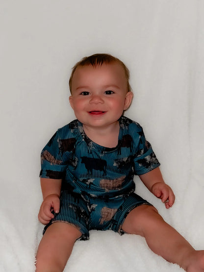 Cattle ribbed material boy romper - Get it from Bo