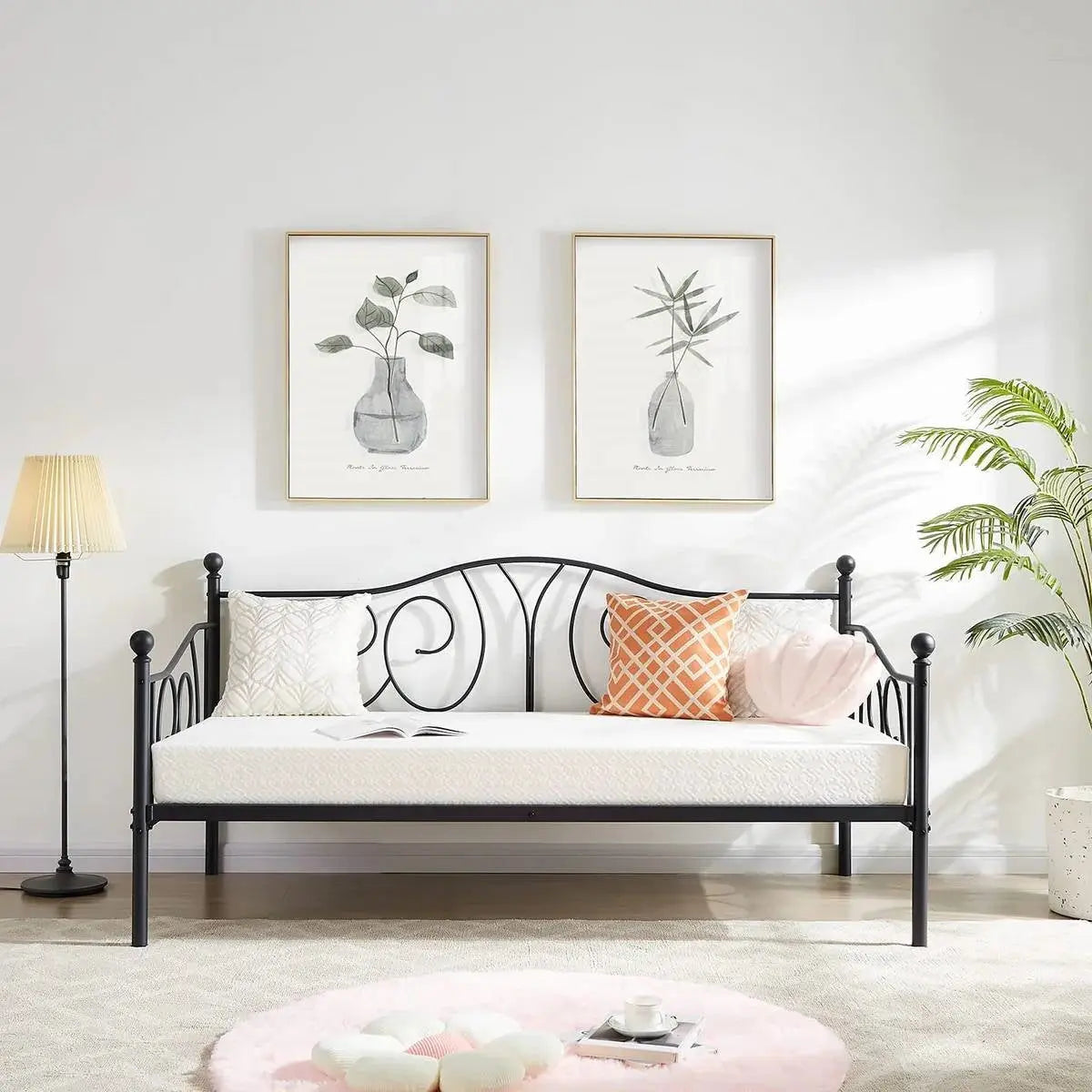 Twin size French Country Style Black Metal Day Bed Frame FastFurnishings