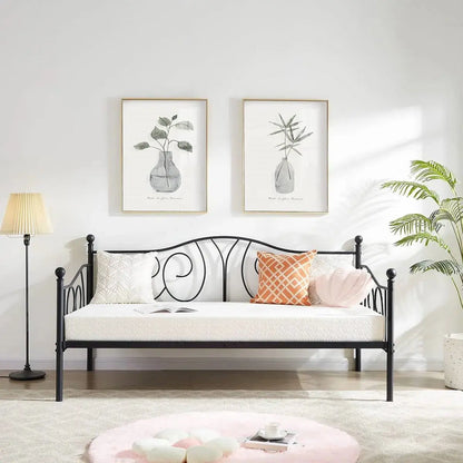 Twin size French Country Style Black Metal Day Bed Frame FastFurnishings