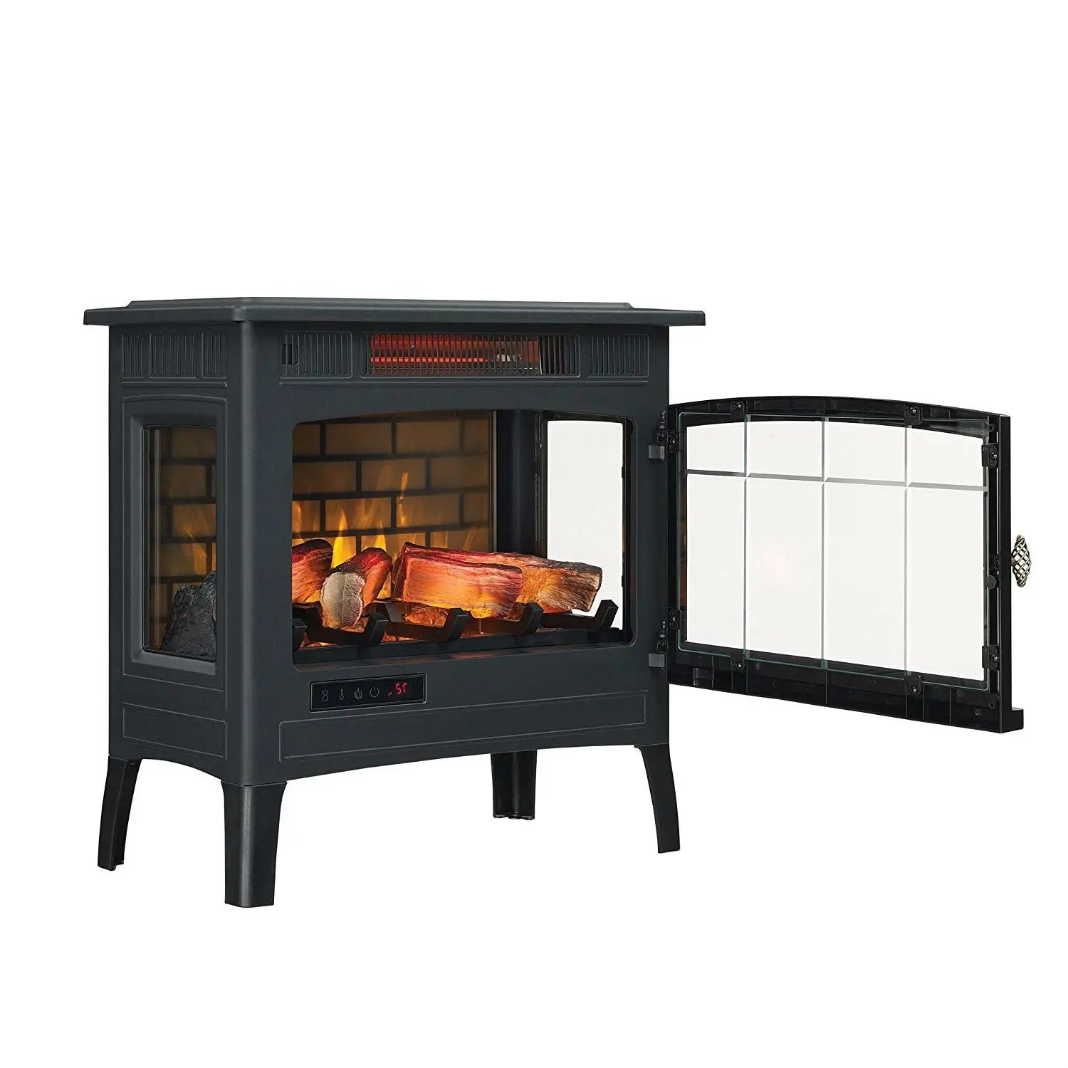Black Infrared Quartz Electric Fireplace Stove Heater FastFurnishings