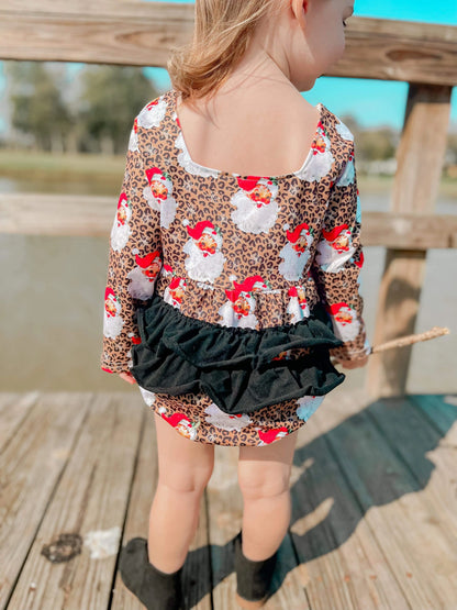 Leopard Santa ruffle romper - Get it from Bo