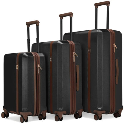 Luxe Journey 3 Piece Expandable Retro Luggage Set Travellty