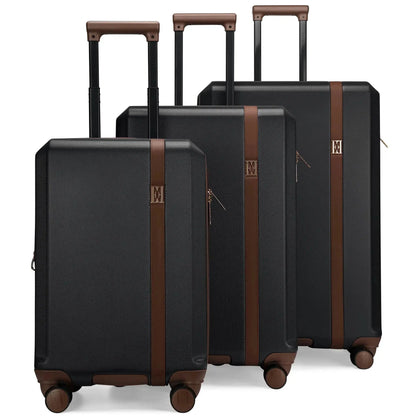 Luxe Journey 3 Piece Expandable Retro Luggage Set Travellty
