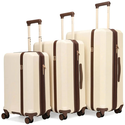 Luxe Journey 3 Piece Expandable Retro Luggage Set Travellty