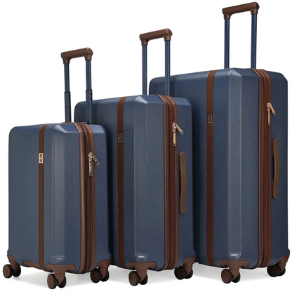 Luxe Journey 3 Piece Expandable Retro Luggage Set Travellty