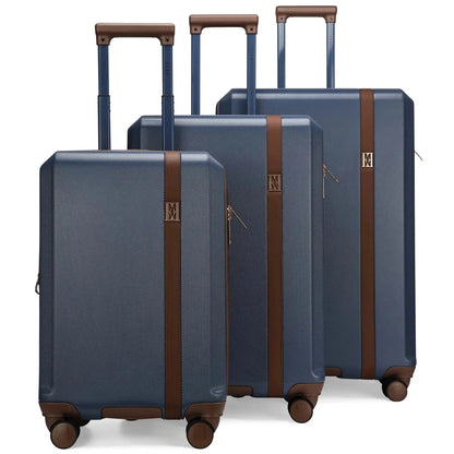 Luxe Journey 3 Piece Expandable Retro Luggage Set Travellty