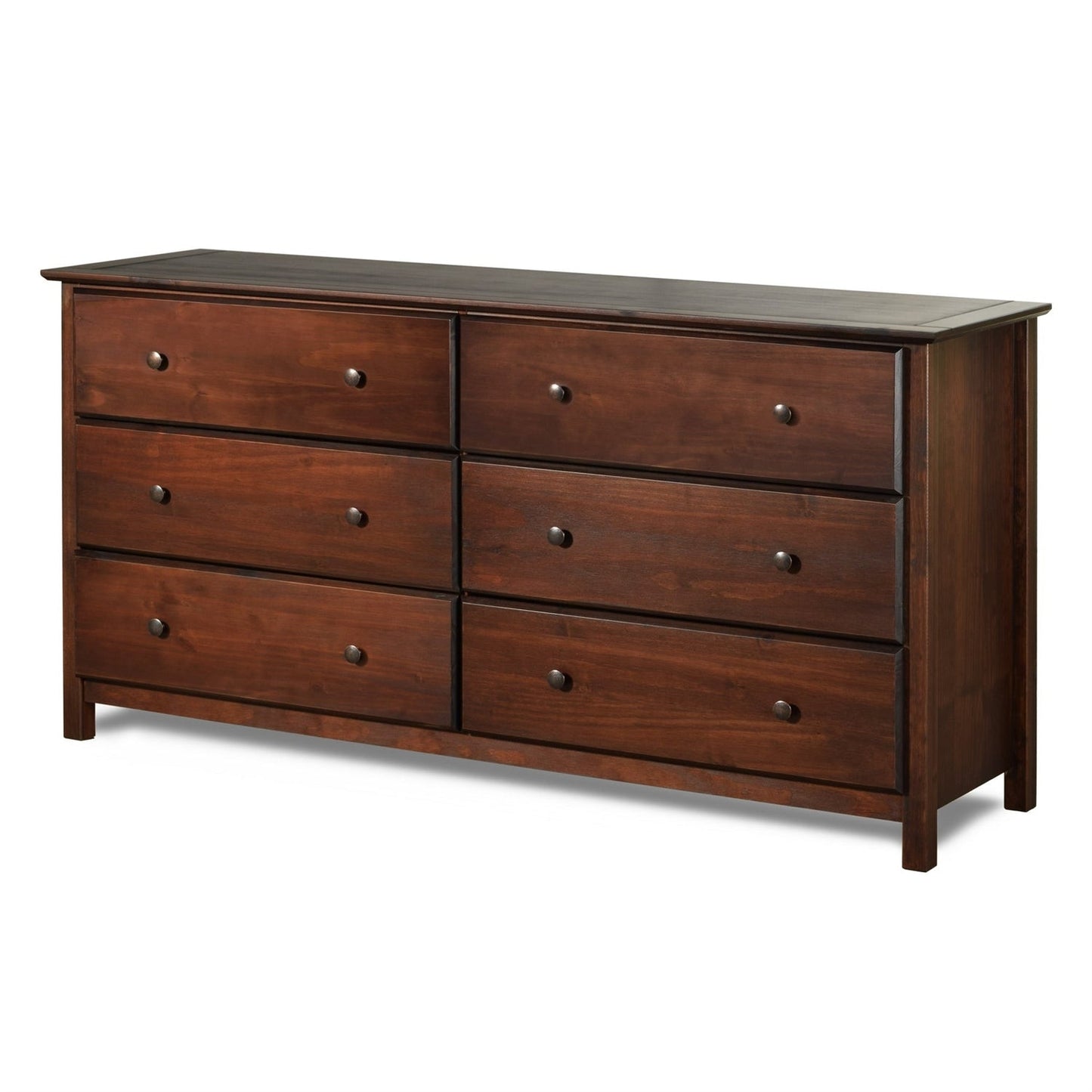 Farmhouse Solid Pine Wood 6 Drawer Dresser in Cherry Finish FastFurnishings