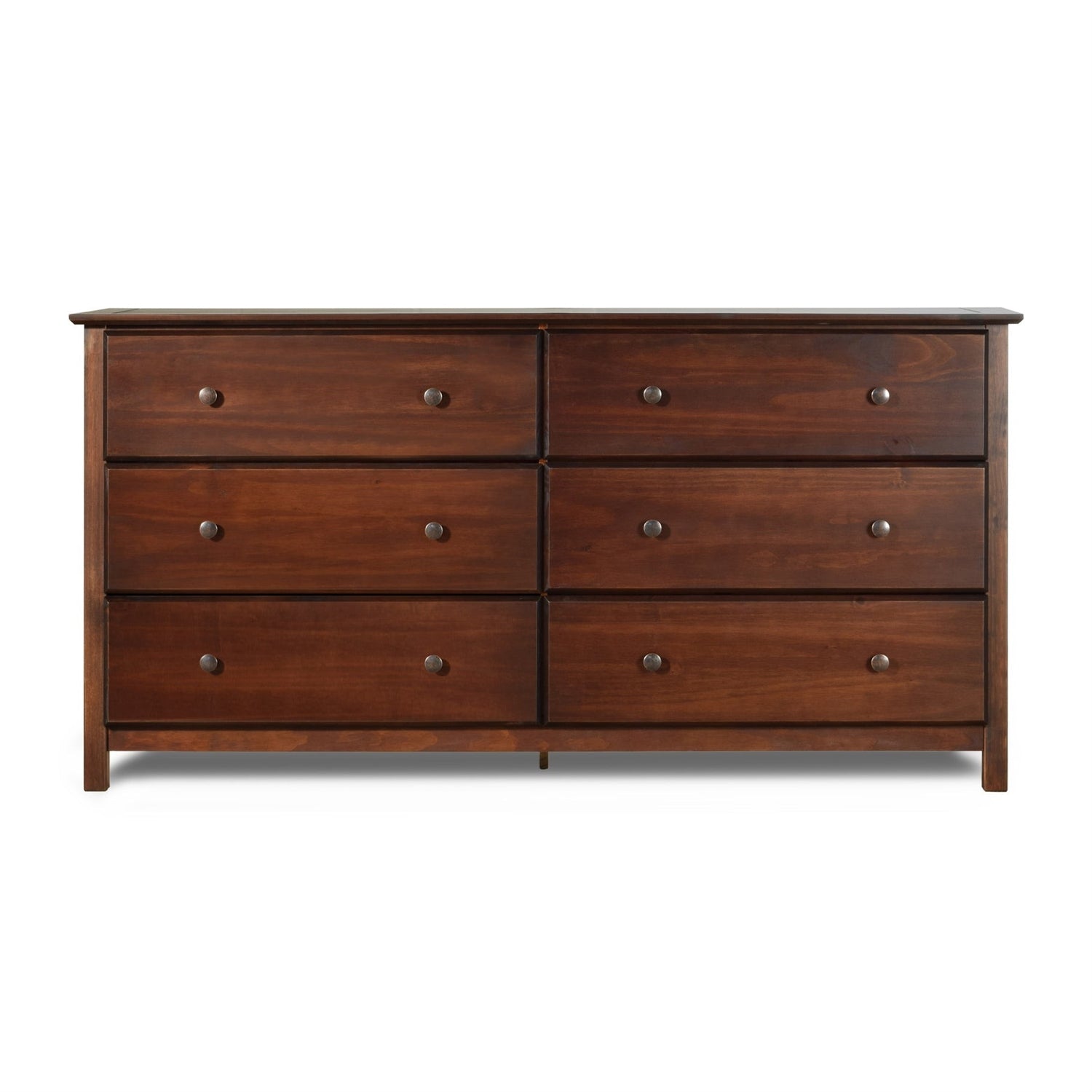 Farmhouse Solid Pine Wood 6 Drawer Dresser in Cherry Finish FastFurnishings