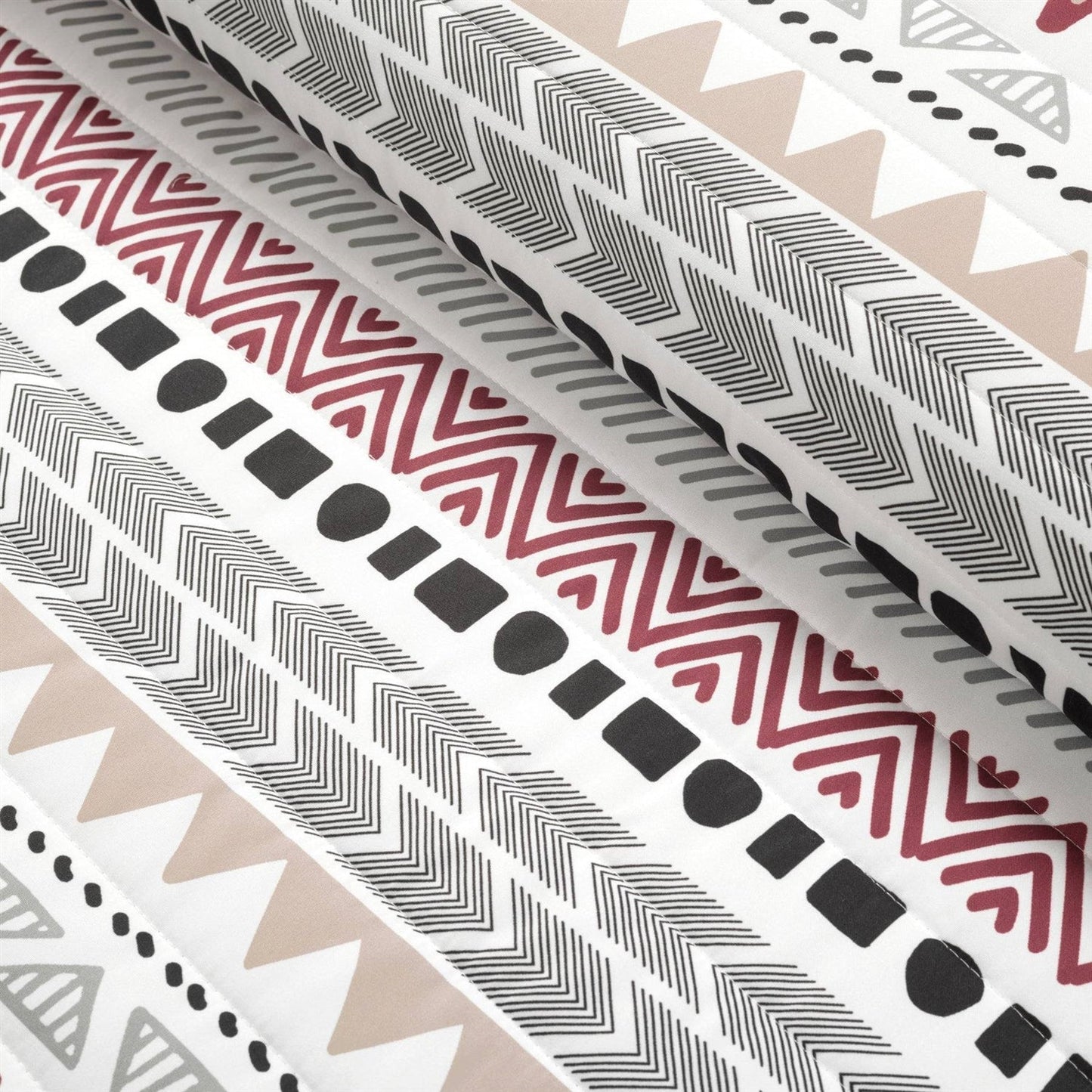 Full/Queen Lightweight Rustic Red Chevron Stripe Reversible 3 Piece Quilt Set FastFurnishings