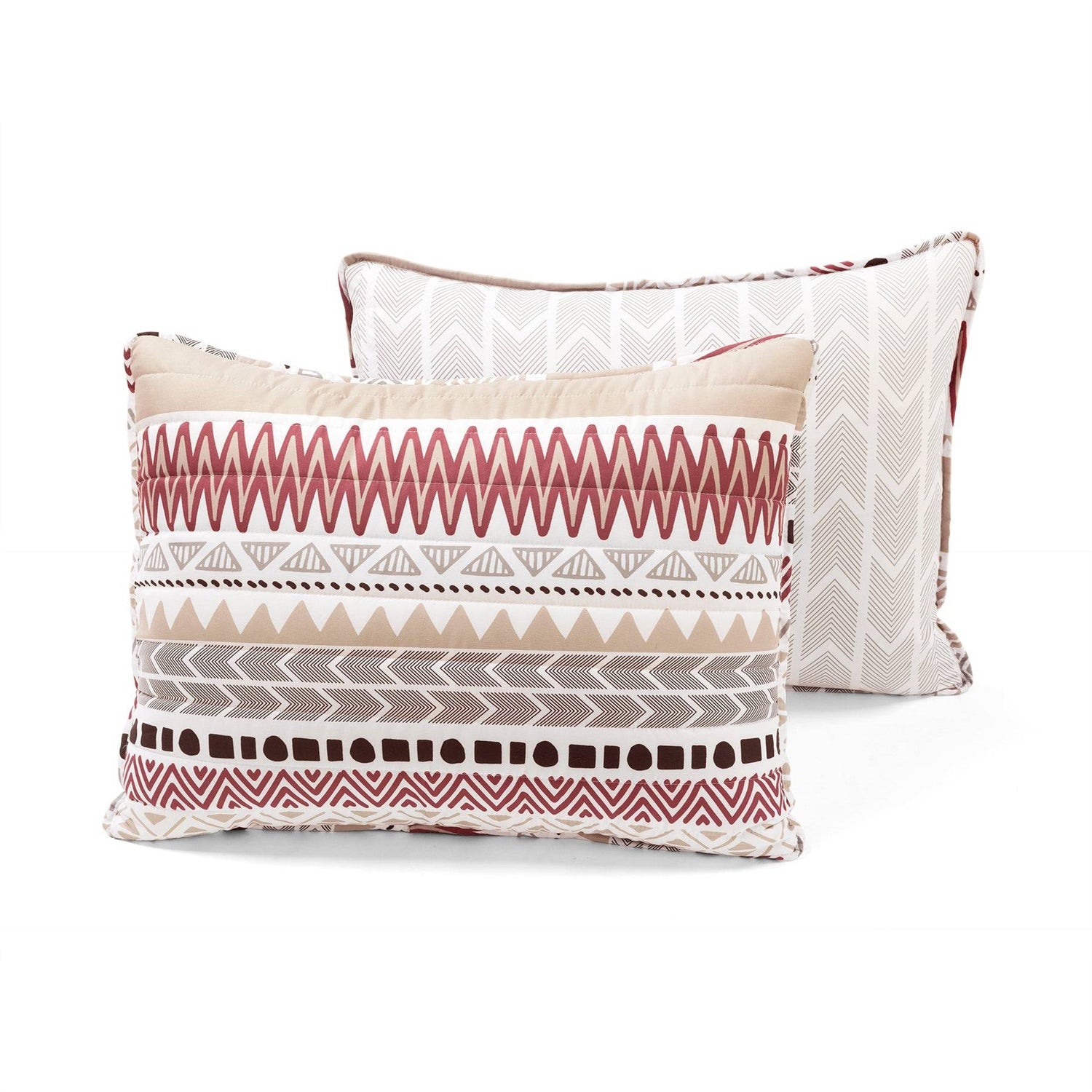 Full/Queen Lightweight Rustic Red Chevron Stripe Reversible 3 Piece Quilt Set FastFurnishings