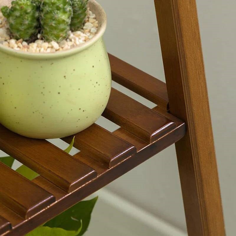Modern Boho Wooden 4-Shelf Pyramidal Plant Stand FastFurnishings