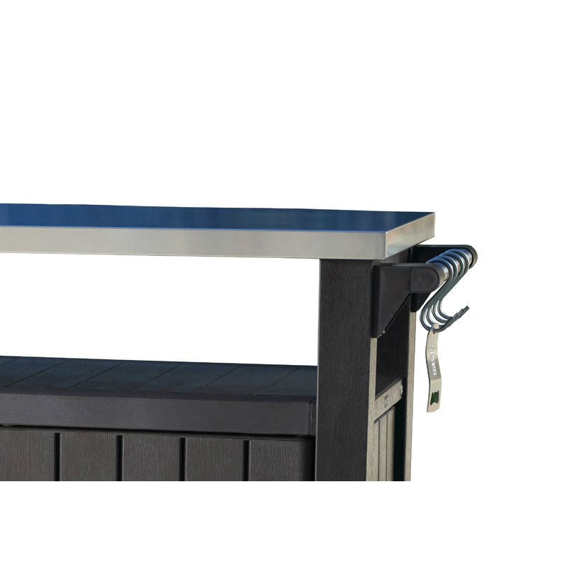 Outdoor Grill Party Caster Bar Serving Cart with Storage Dark Brown FastFurnishings