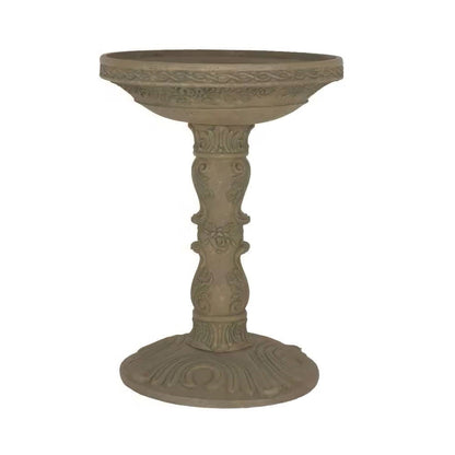 Outdoor Fiberglass Bird Bath in Aged Granite Stone Finish FastFurnishings