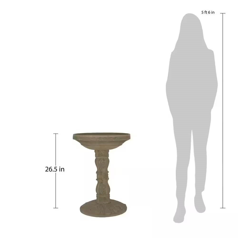 Outdoor Fiberglass Bird Bath in Aged Granite Stone Finish FastFurnishings