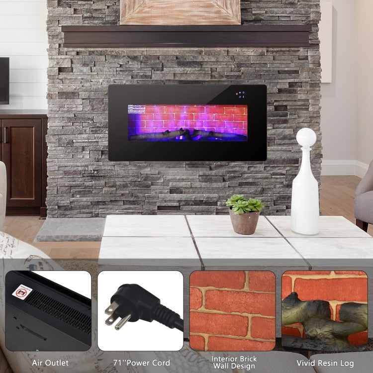 36 in Electric Wall Mounted/Freestanding Fireplace w/ Remote Control FastFurnishings