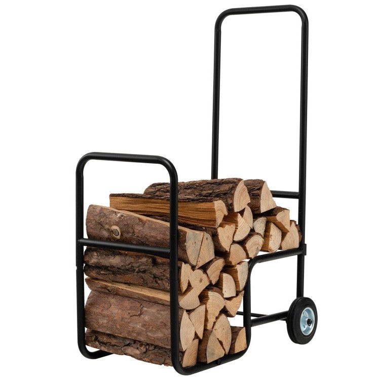 Black Large Firewood Log Cart Carrier FastFurnishings