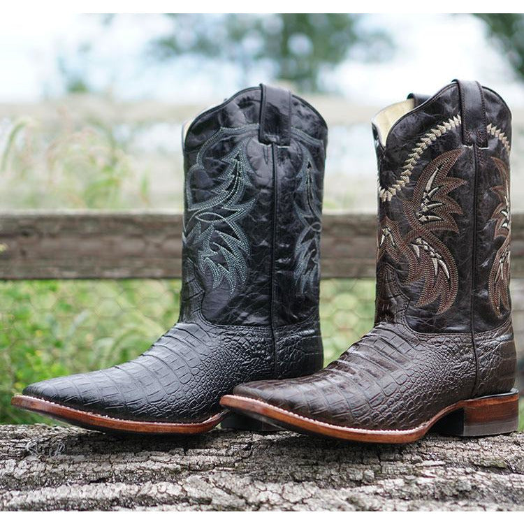 Black Caiman Belly Print Men's Cowboy Boots H4001 Soto Boots