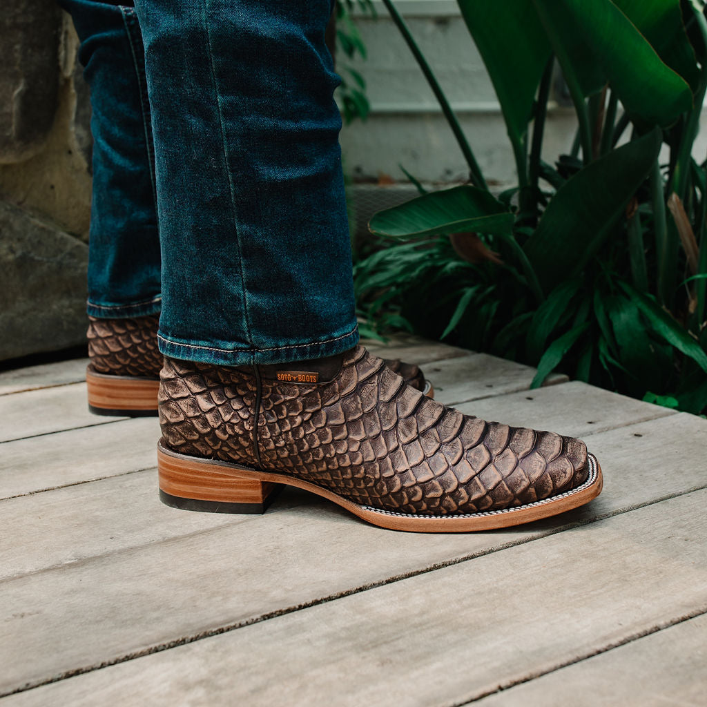 Soto Boots Mens Brown Python Print Boots H50032 Soto Boots