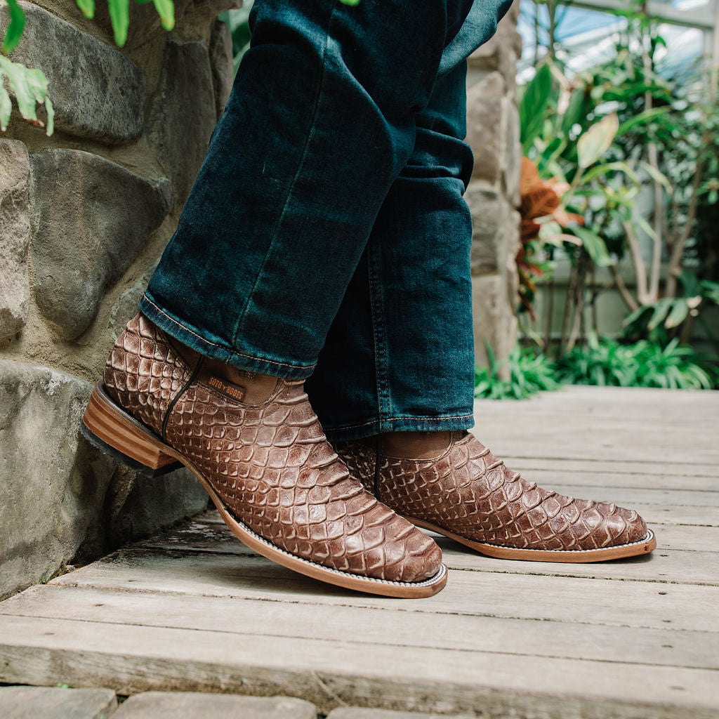 Soto Boots Mens Tan Python Print Boots H50032 Soto Boots