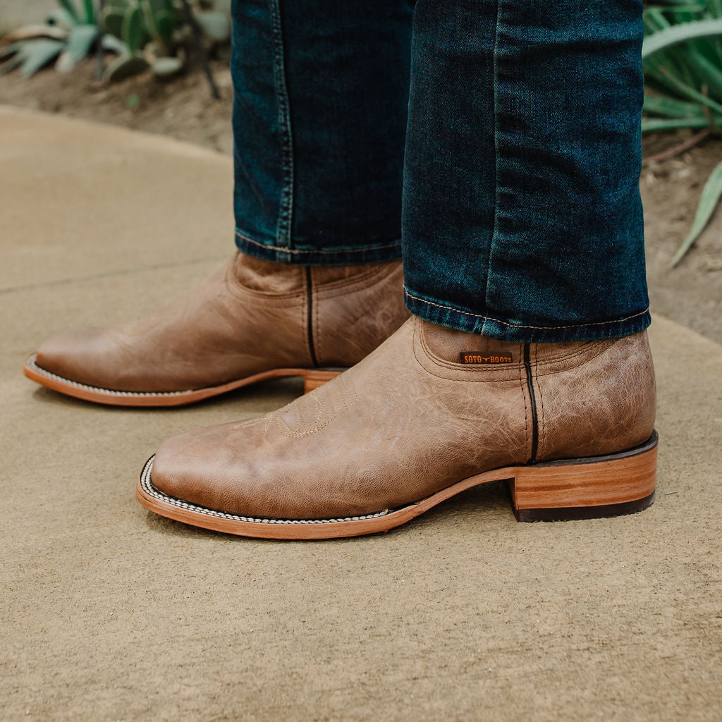 Soto Boots Mens Tan Broad Square Toe Cowboy Boot H50036 Soto Boots