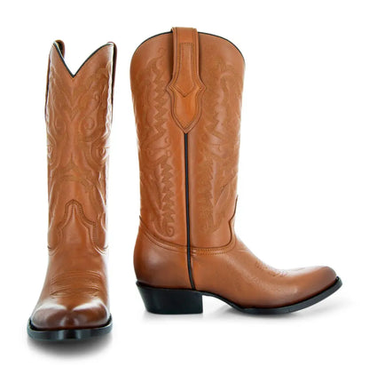 Cowboy Dress Boots | Mens Classic Round-Toe Boots (H7001-Tan) - Get it from Bo