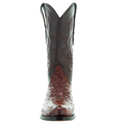 Men's Cognac Ostrich Print Cowboy Boots (H7002) Soto Boots