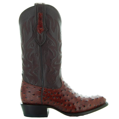 Men's Cognac Ostrich Print Cowboy Boots (H7002) Soto Boots