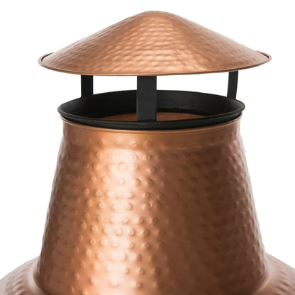 Hammered Copper and Iron Chiminea Fire Pit with Stand FastFurnishings