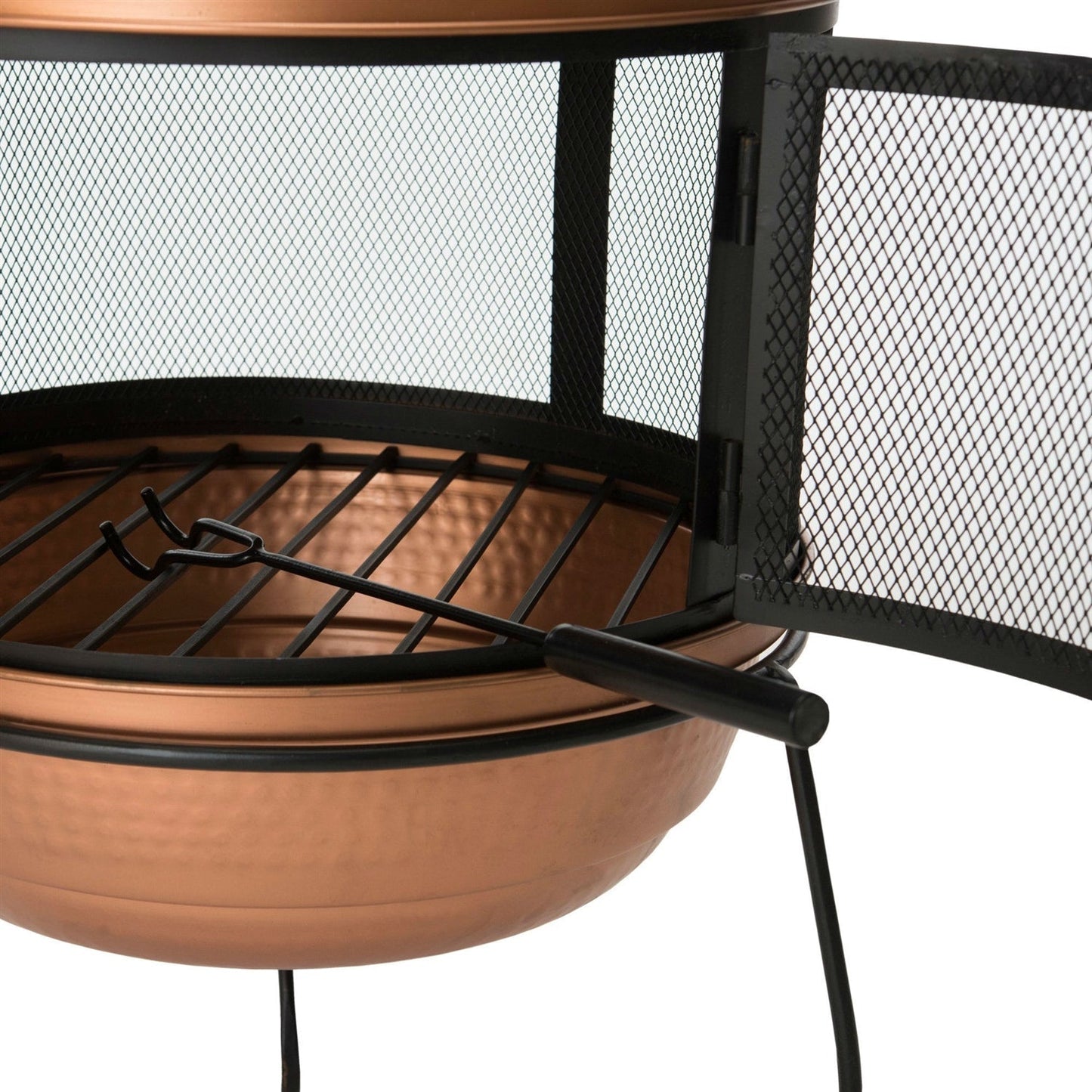 Hammered Copper and Iron Chiminea Fire Pit with Stand FastFurnishings