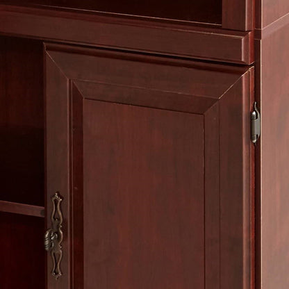 71-inch High 3-Shelf Wooden Bookcase with Storage Drawer in Cherry Finish FastFurnishings