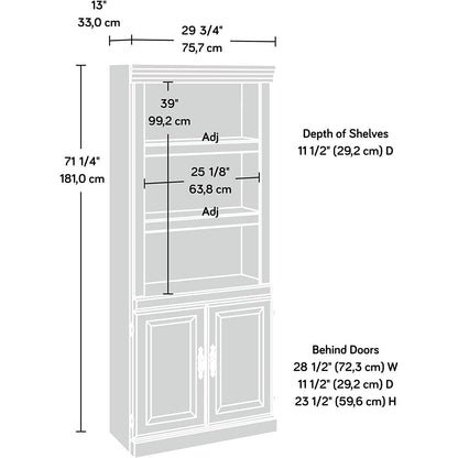 71-inch High 3-Shelf Wooden Bookcase with Storage Drawer in Cherry Finish FastFurnishings