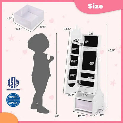 Kids Jewelry Armoire Cabinet with Storage and 2 Tilt Angles-Pink Unbranded