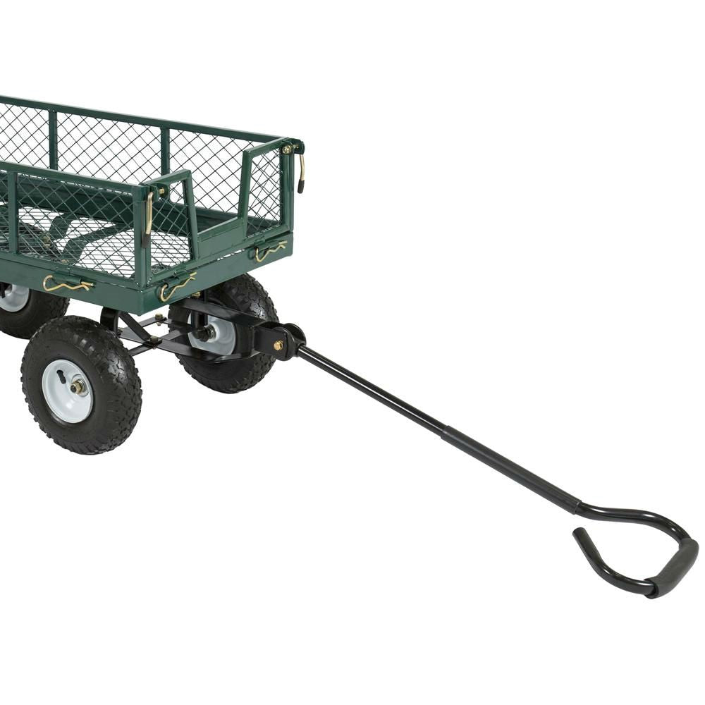 Heavy Duty Green Steel Garden Utility Cart Wagon with Removable Sides FastFurnishings
