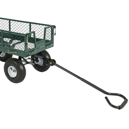 Heavy Duty Green Steel Garden Utility Cart Wagon with Removable Sides FastFurnishings