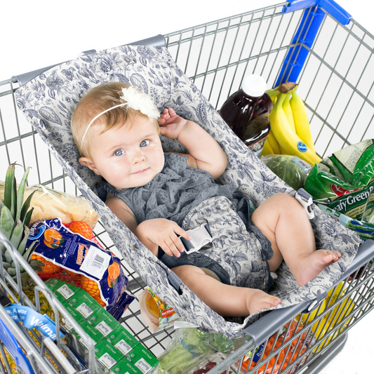 Baby Shopping Cart Hammock | Heritage Blue Vintage Floral Binxy Baby