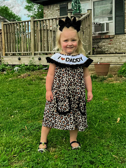 Smocked leopard I love daddy Dress - Get it from Bo