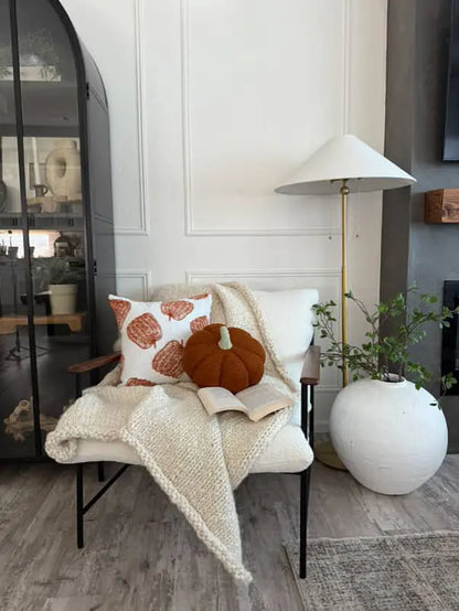 Jumbo Sherpa Orange Pumpkin Pillow Busa Designs