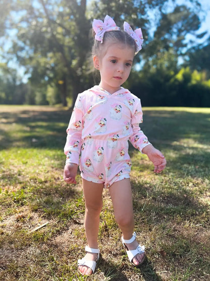 Pink santa Ribbed Hooded romper - Get it from Bo