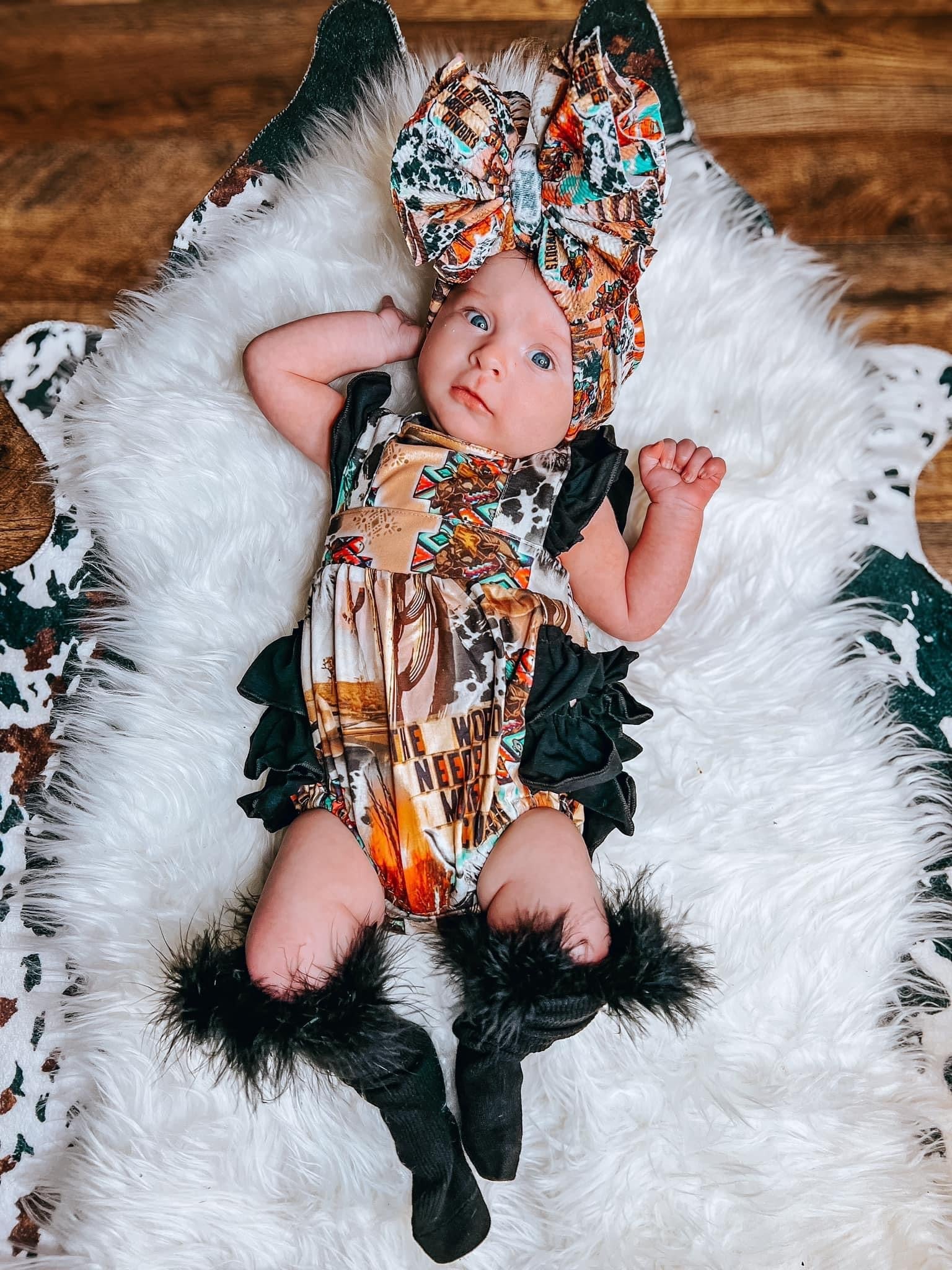 Western collage ruffle romper - Get it from Bo