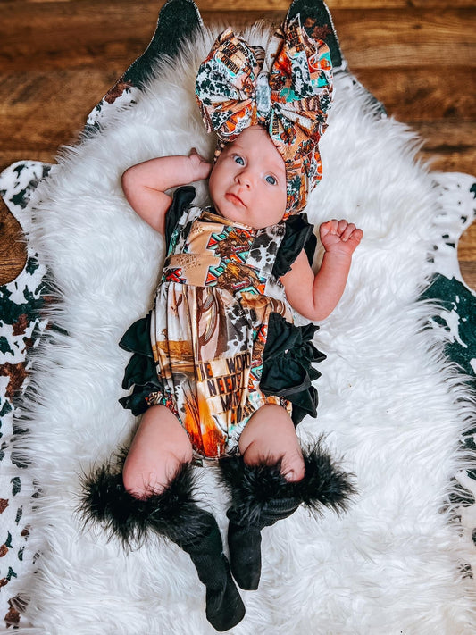 Western collage ruffle romper - Get it from Bo