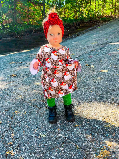 Leopard santa bell sleeve dress - Get it from Bo