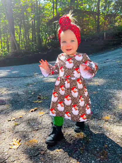 Leopard santa bell sleeve dress - Get it from Bo