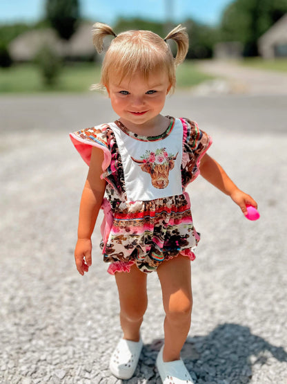 Pink serape cow romper - Get it from Bo