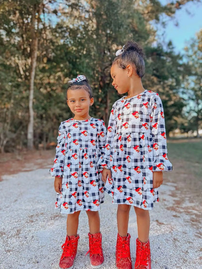 Checkered santa bell sleeve dress - Get it from Bo